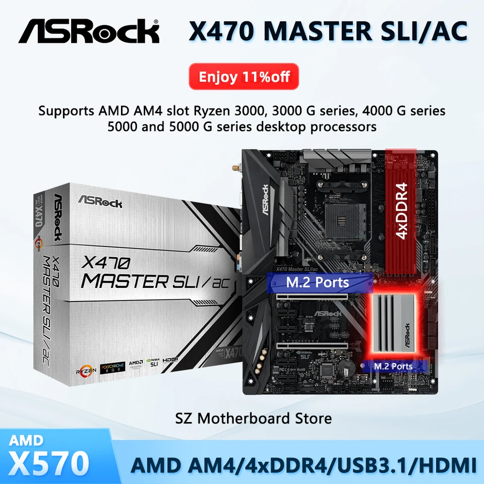 ASROCK製 新品 X470 MASTER SLI/AC AMD X470 マザーボード AM4対応