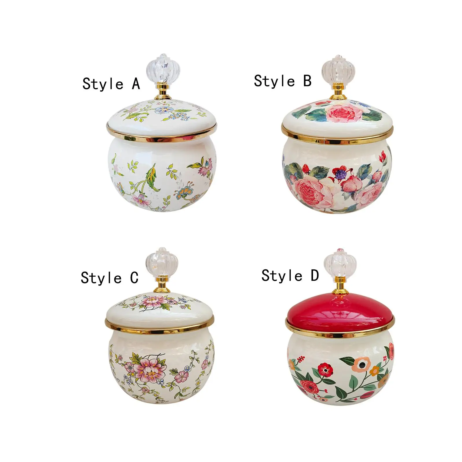 Retro Enamel Kitchen Canister Sugar Holder with Lid for Coffee Tea Spice Storage Dried Fruit Jar