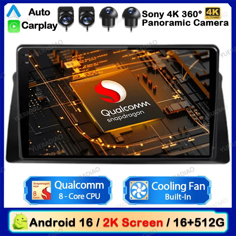 Android 16 Autoradio für LIFAN 720 2013 - 2015 Carplay Auto Multimedia Stereo Videoplayer GPS NAVI 4G WIFI 2K Bildschirm Head Unit