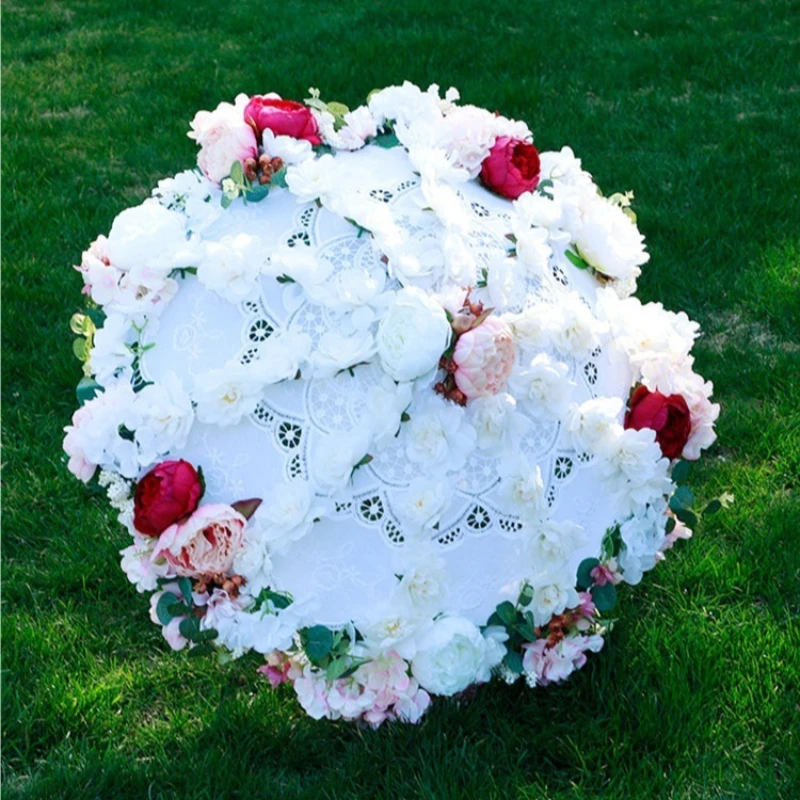 

Retro Lace Umbrella Simulation Flower White Bride Getting Married Shooting Scenic Area Decoration Props Performance Supplies