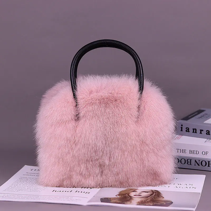 Fox Fur Women'ss Bag Winter Fashionable Plush Large Capacity Tote Bag High-End Fox Fur Shoulder Crossbody Bag Commuter Bag
