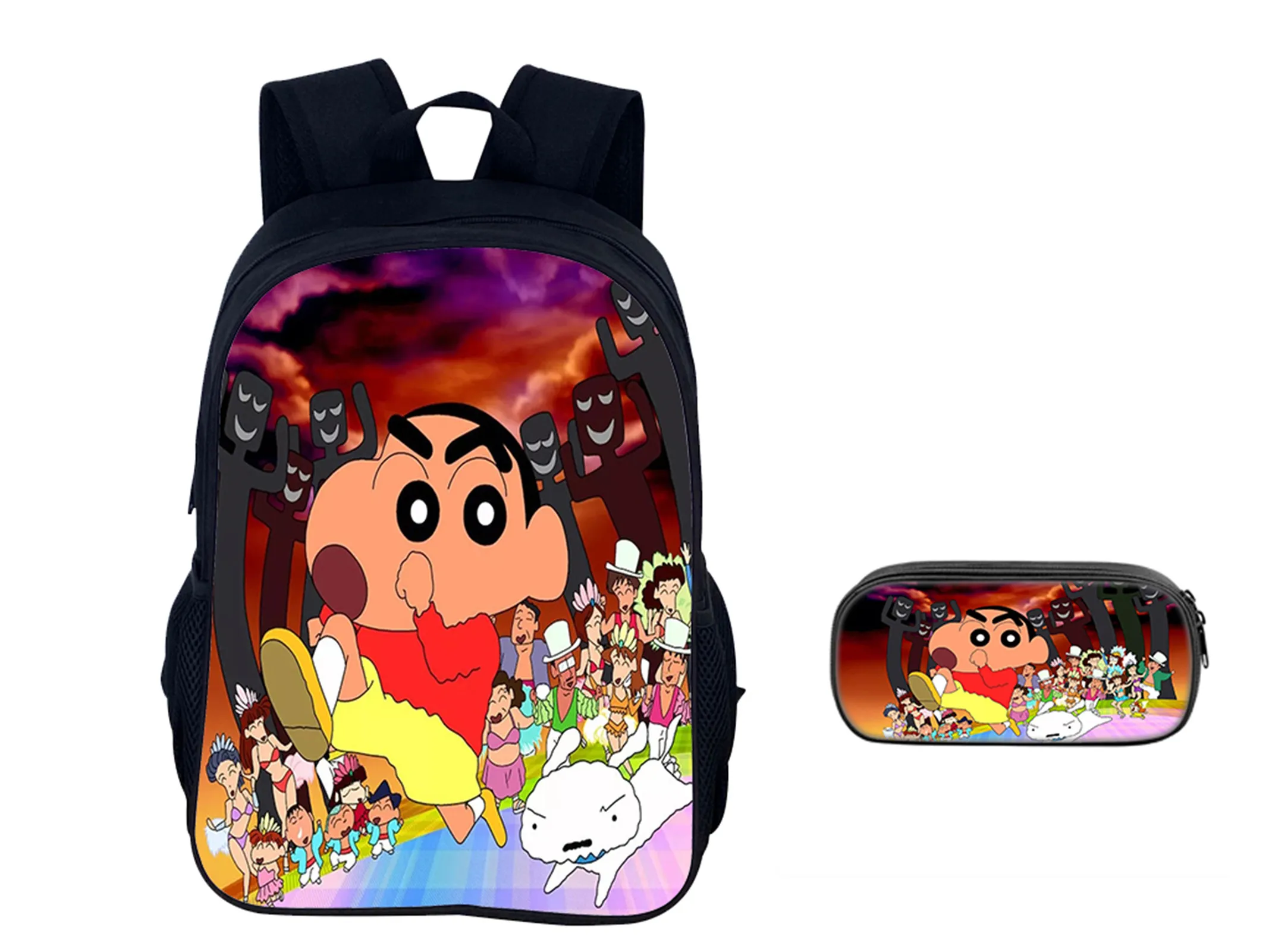 

Crayon Shin-chan Little Children Classic Bookbag 2Pcs Set,Large Capacity Backpack and Pencil Box for School Outdoor