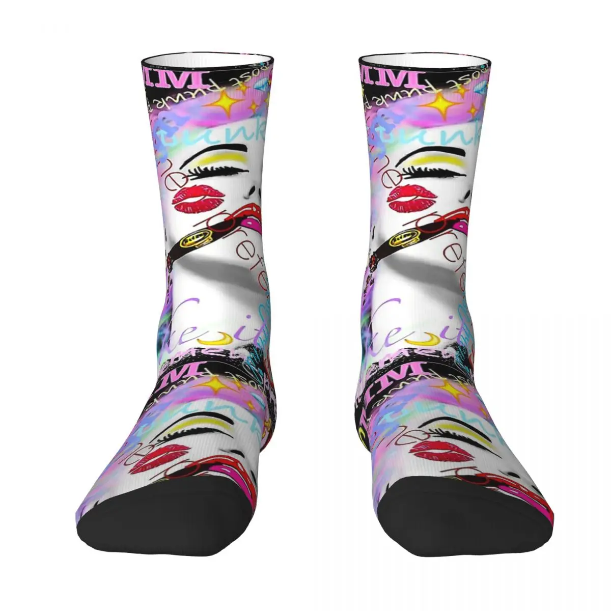 Marilyn Monroe With Graffiti Graffiti Art Unisex Winter Socks Hip Hop Fun printing Socks Street Style Crazy Sock