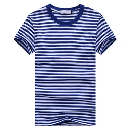 Men Tshirts Navy Shirt Blue And White Striped Short-sleeved Sports Men's T-shirt Couple Parent-child Tops O-Neck Casual Tees