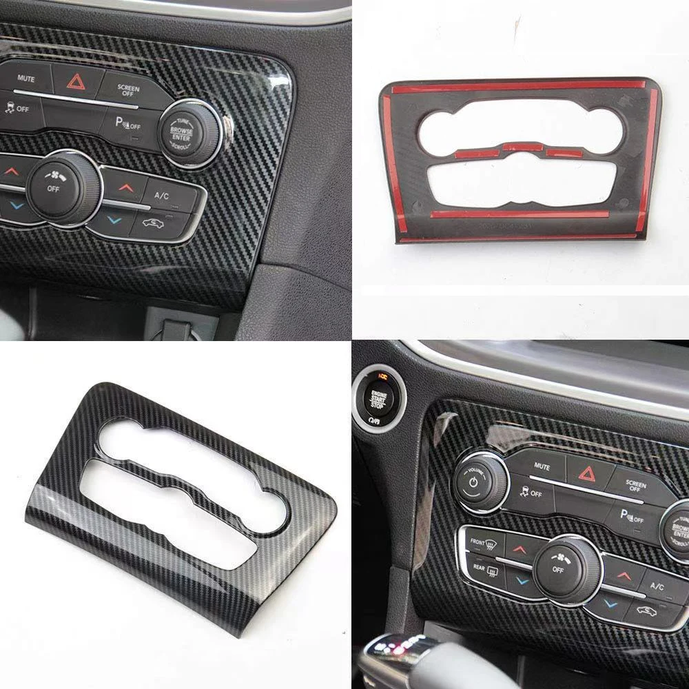 Central Control A/C Air Condition Panel Cover Trim For Dodge Charger 2016-2021 Carbon Fiber Look Interior Accessories