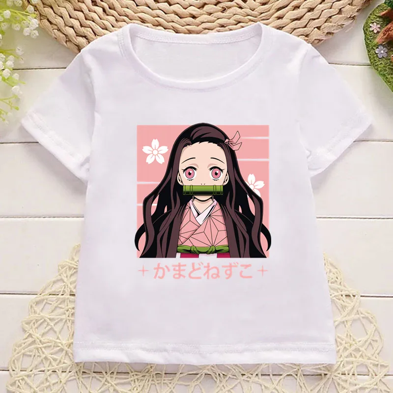 

Hot Sale Anime Demon Slayer Kamado Nezuko Print Children T-shirt Girls/Boys Cartoon Baby Clothes Kids Summer T shirt Boys Tops