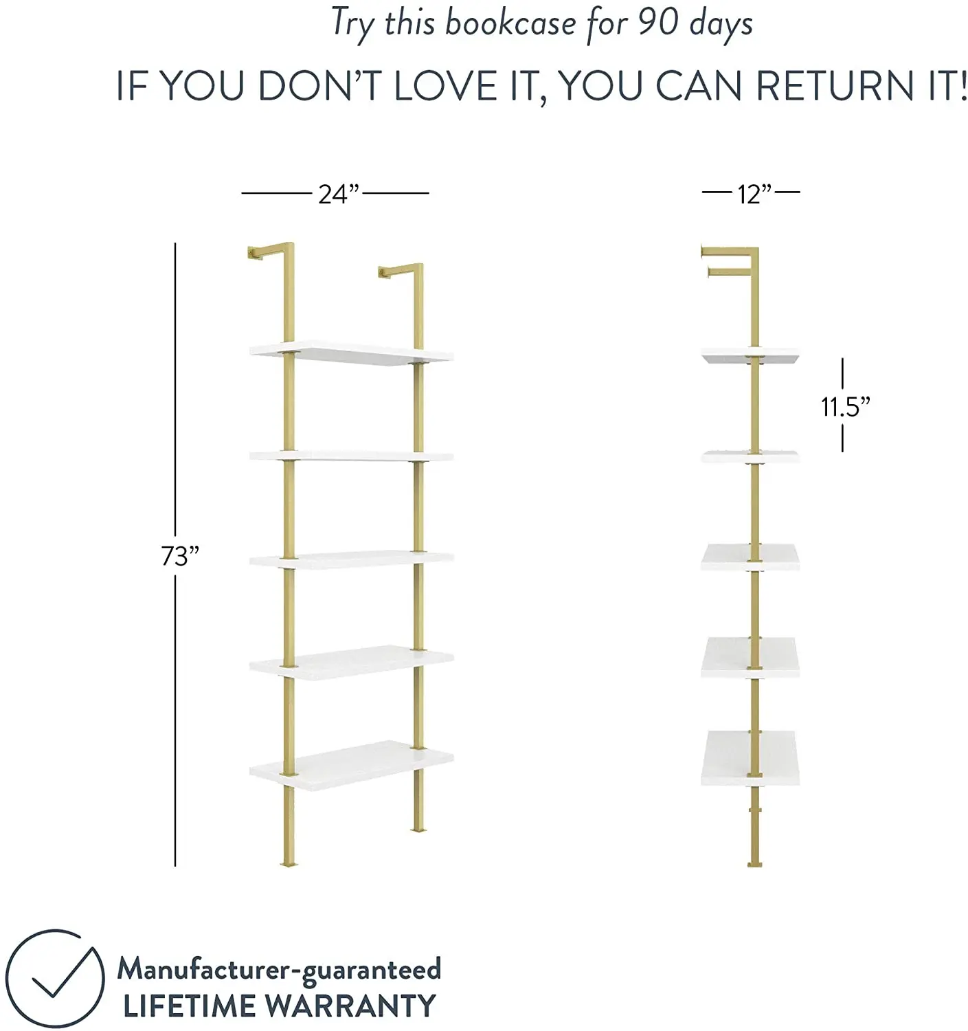 Custom .Custom.Multifunctional Wall Mount 5 Layers Gold Color Ladder Bookshelf with Industrial Metal Frame for Clothes Store/Hom