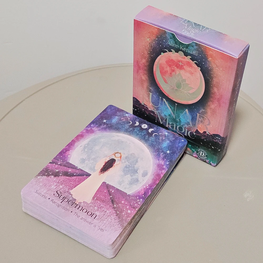 

Lunar Magic Oracle Deck 40 Moon Cards Double-embossed 10.5*7.5cm, Moon Phases, Goddesses, Sacred Animals, Plants Spiritual Gift