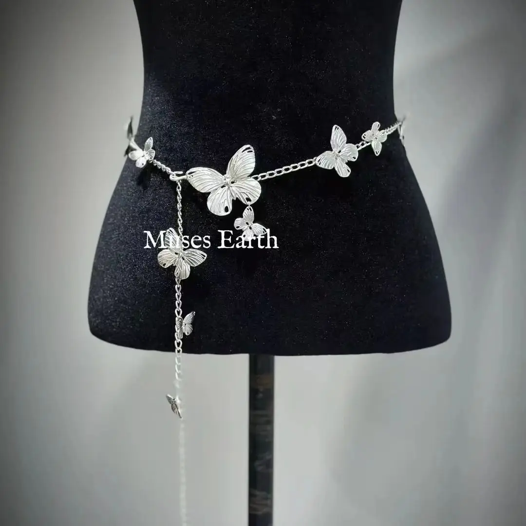 Retro Butterfly Waist Belt, Multi-Wear Body Chain & Necklace, High-End Niche Design, Gothic Waist Chain,Corset Decor