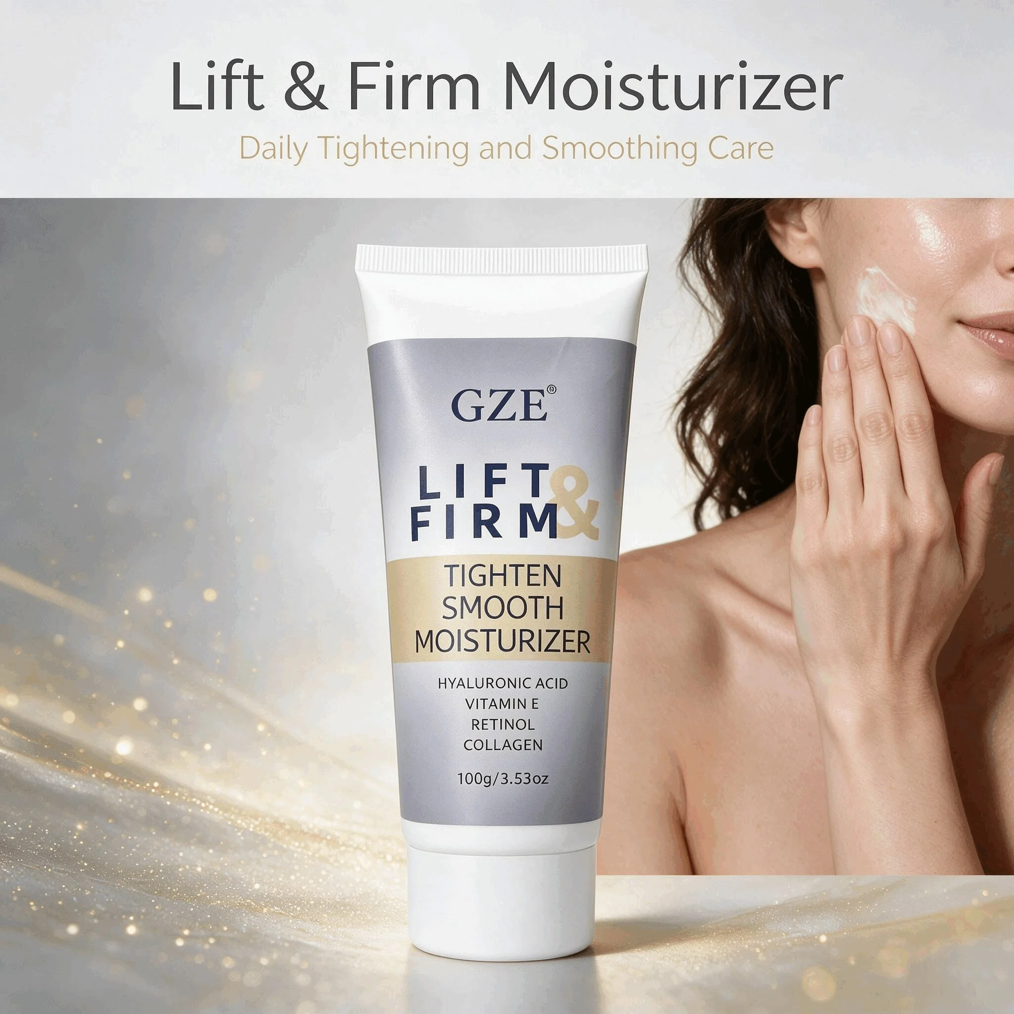 GZE Lift & Firm Tighten Smooth Moisturizer, Retinol Collagen Vitamin E Facial Cream, Improve Loose Skin & Smooth Dry Fine Lines