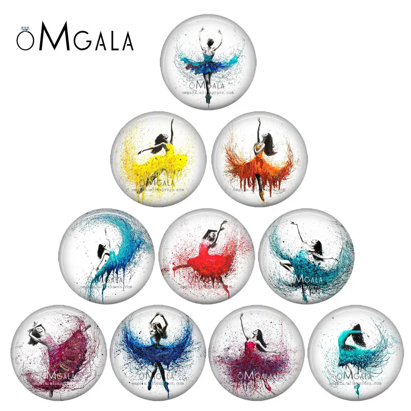 Watercolor Dancing Ballet Girls Art Paintings 12mm/16mm/18mm/20mm/25mm Round photo glass cabochon demo flat back Making findings