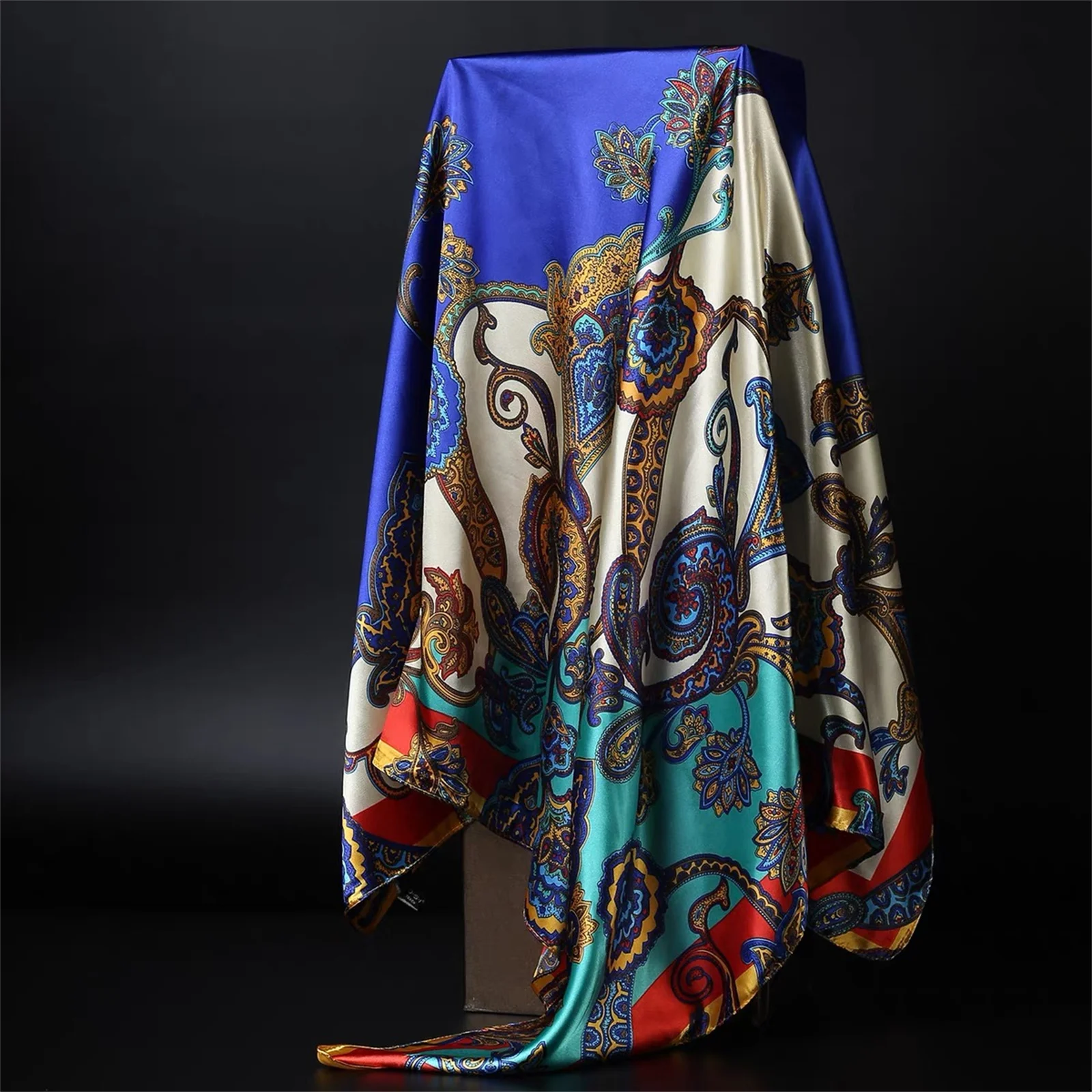 90*90cm Luxury quality silk spring autumn women new printing scarves fashion sunscreen large size shawl tourism seaside muffler