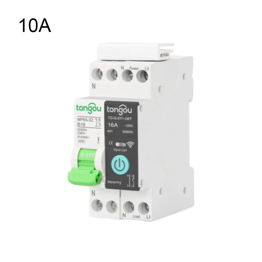 Tuya Wi-Fi DIN Rail Smart Metering Switch 1P+N 10A/16A/25A/32A Timer Switch Voice Remote Control Work with Alexa Google Home