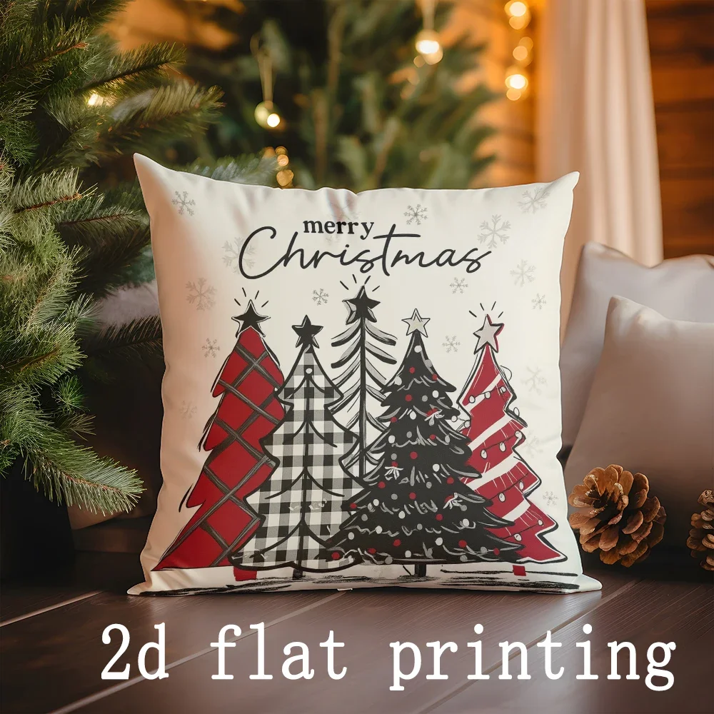 Decoración del hogar Feliz Navidad gnomos y árboles de Navidad almohadas patrón funda de cojín adecuada para sofá dormitorio