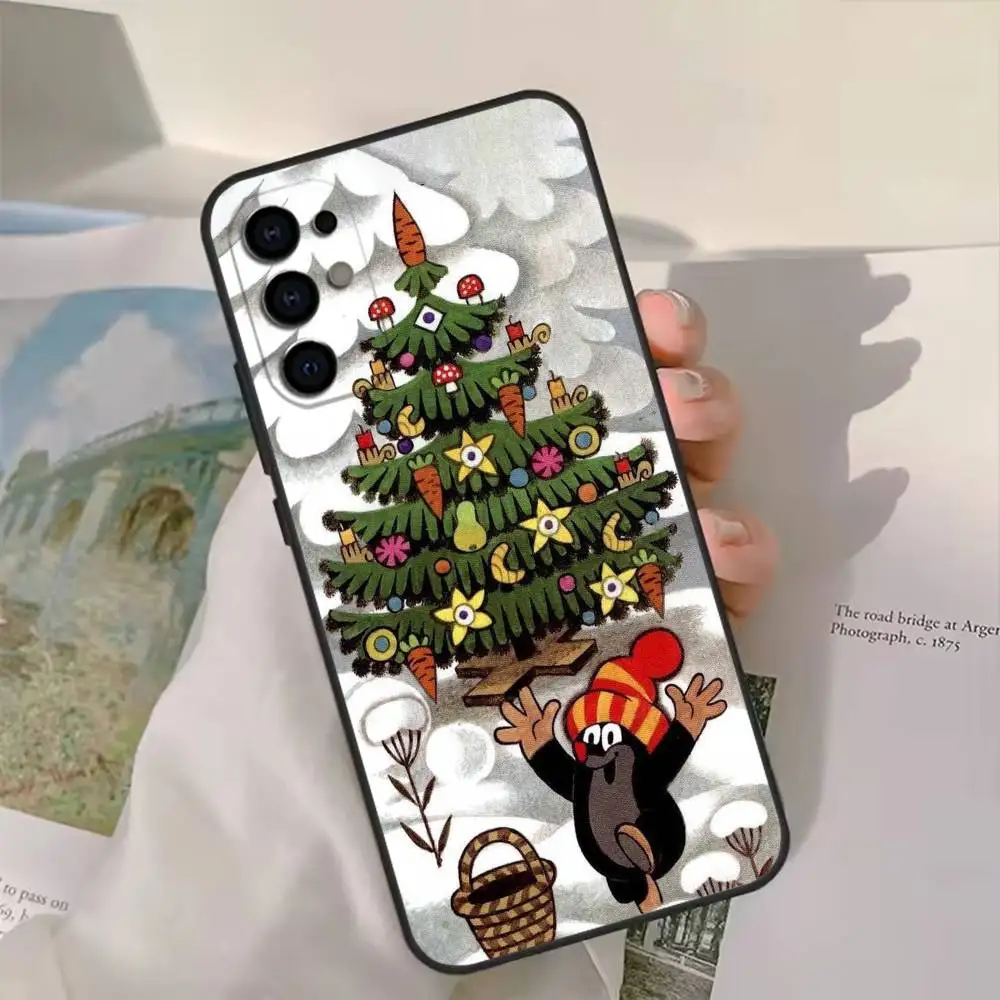 Funda de teléfono con estampado de Little Mole de dibujos animados clásicos para Samsung S25,24,21,22,23,30,Ultra,20,Plus,Fe,Lite,Note, funda negra suave