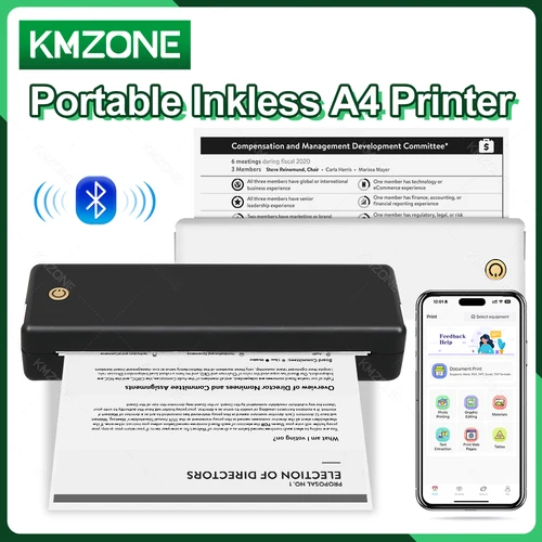 A4 휴대용 열전 사 프린터 미니 무선 전송 사진 그림 PFD 프린터 모바일 노트북 210mm/216mm 사용 