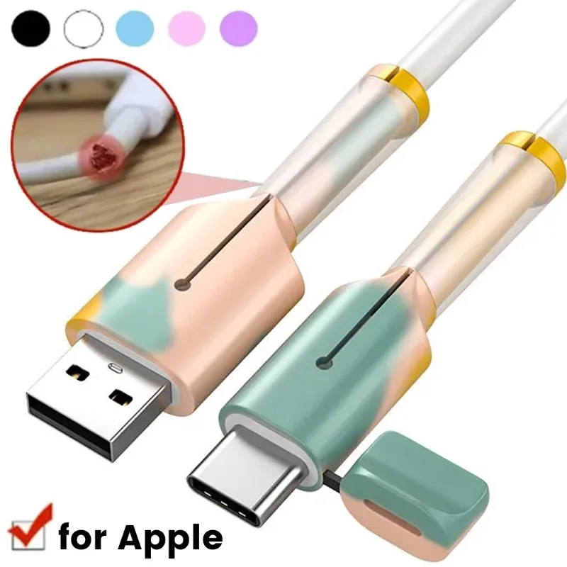 2in1 Silicone Charger Cable Winder Data Cord Protector Saver Sleeve For iPhone 15 Pro Max 18W 20W Anti Break Protective Sleeve