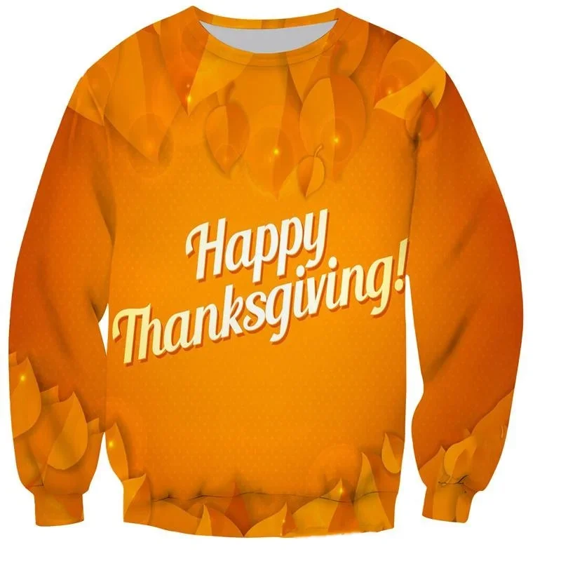 3D Fashion Printing Pumpkin Pattern Crew Neck Hoodie Street Retro Trend Style Comfortable Breathable Material Men's Clothing Top