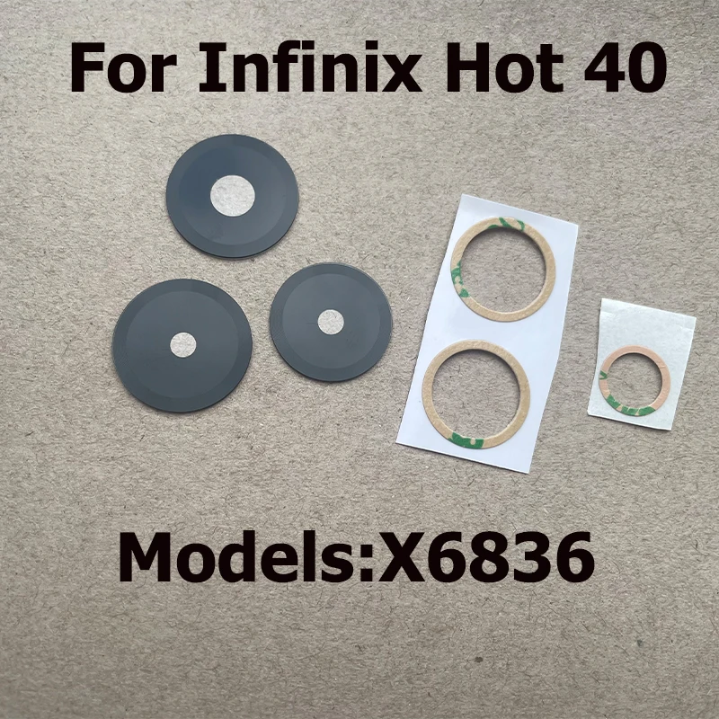 For Infinix Hot 40 Pro Back Camera Glass Lens Cover With Sticker Adhesive Replacement Parts X6837