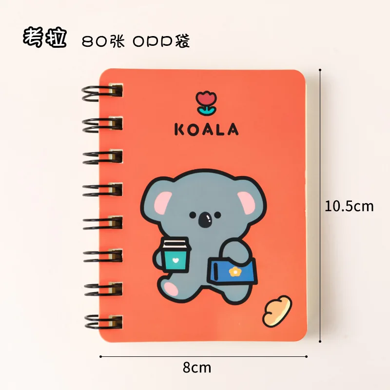 A7 Small Coil Book Travelers Notebook  Kawaii Cartoon Students with Mini Blank Notebook Study Office Pocket Notepad