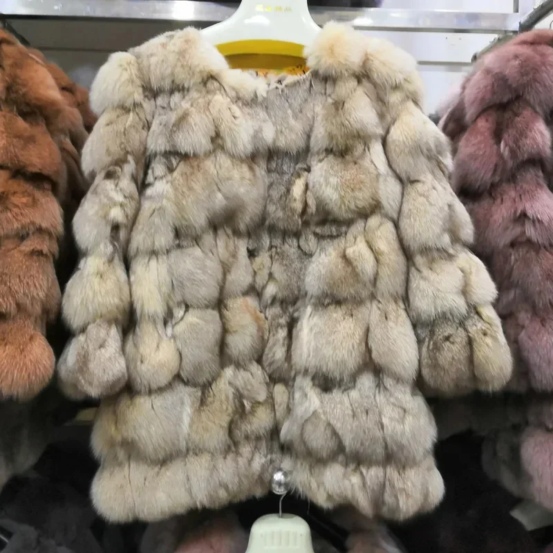 Real Fur Coat Women Clothing Warm Fox Short Coats And Jackets Solid Color Collar Parkas Casaco Feminino Zm1166