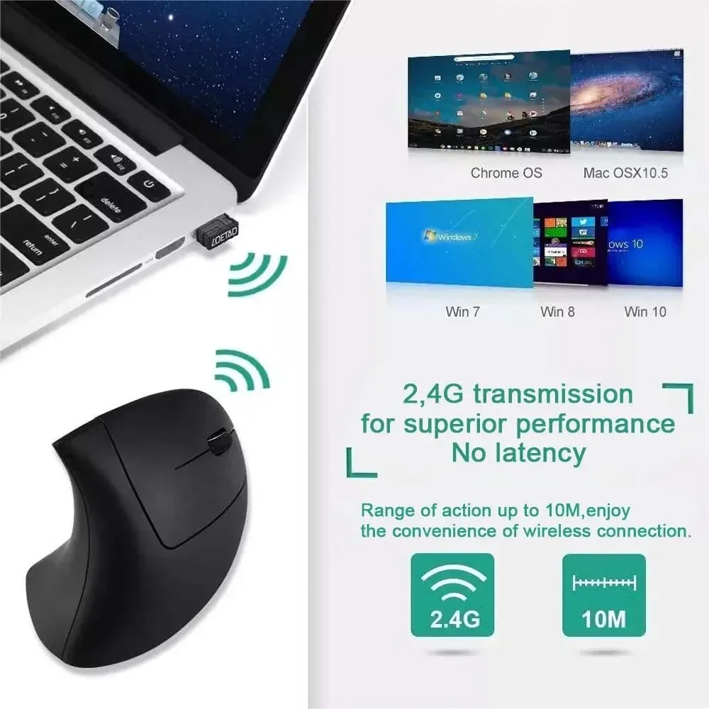2.4G Wireless Mouse Vertical Ergonomic Wireless Mouse Right Hand  Mute Gaming Computer Mice For MacBook Air Pro Tablet Laptop PC