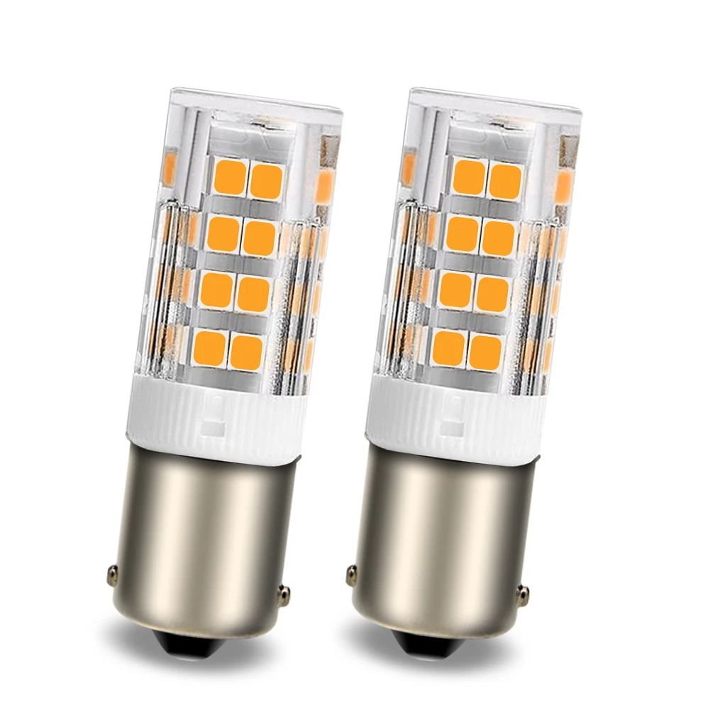 BA15S 1156 LED BA15D R5W Warm White Signal Lights Camper Lamp Bulb AC/DC 12-24V for Motorcycle Truck Car SUV Boat 2Pcs