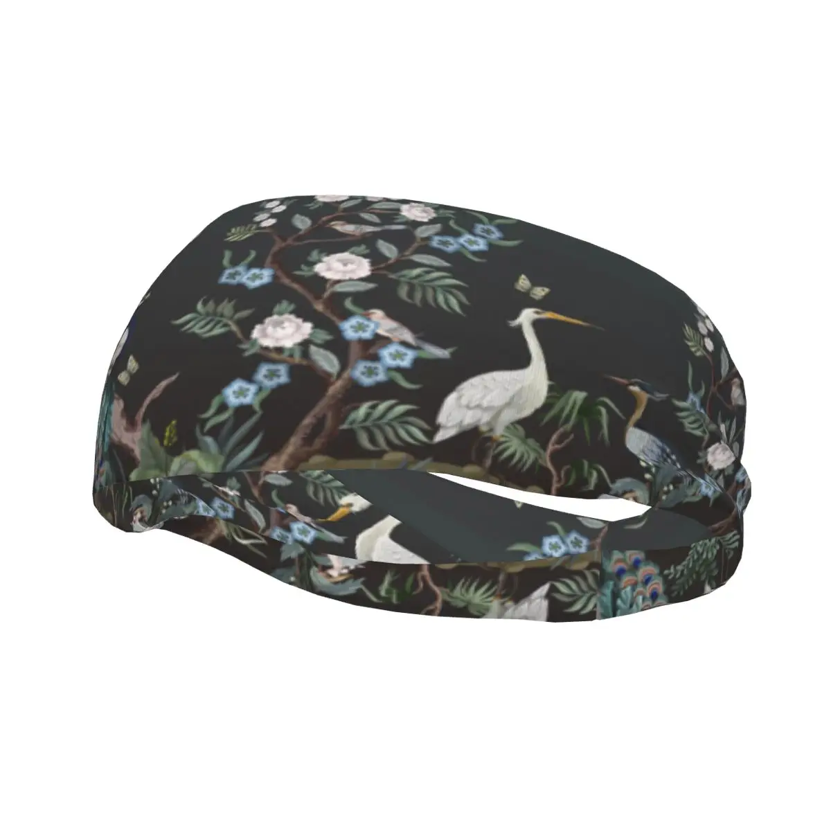 

Headband Sports Yoga Fitness Stretch Sweatband Hair Band Elasticity Headband Chinoiserie Herons Peacock And Peonies