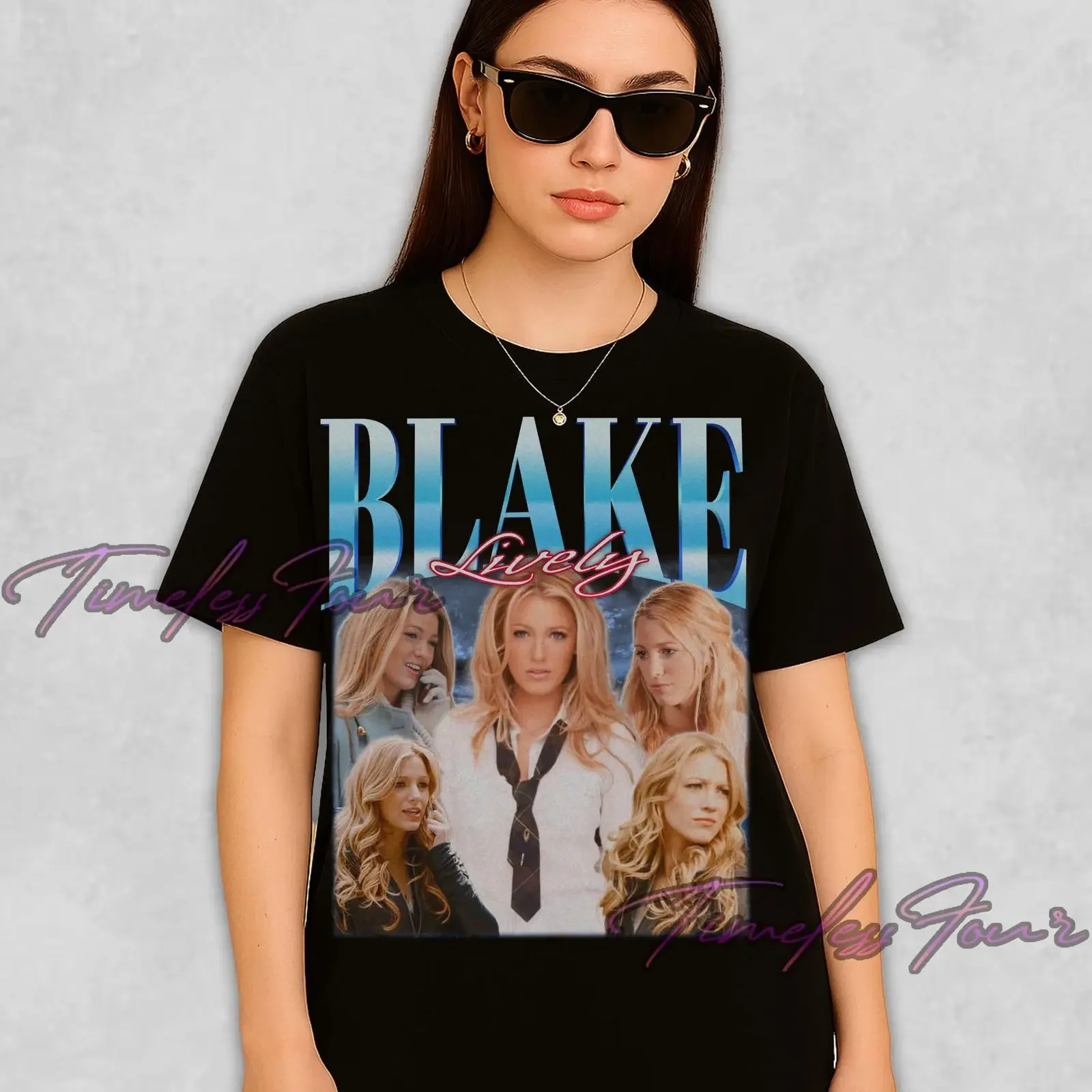 Vintage Blake Lively T Shirt 90s Retro Actress Fan Merch Christmas for Fans vintage Washed Unisex Comfortable streetwear