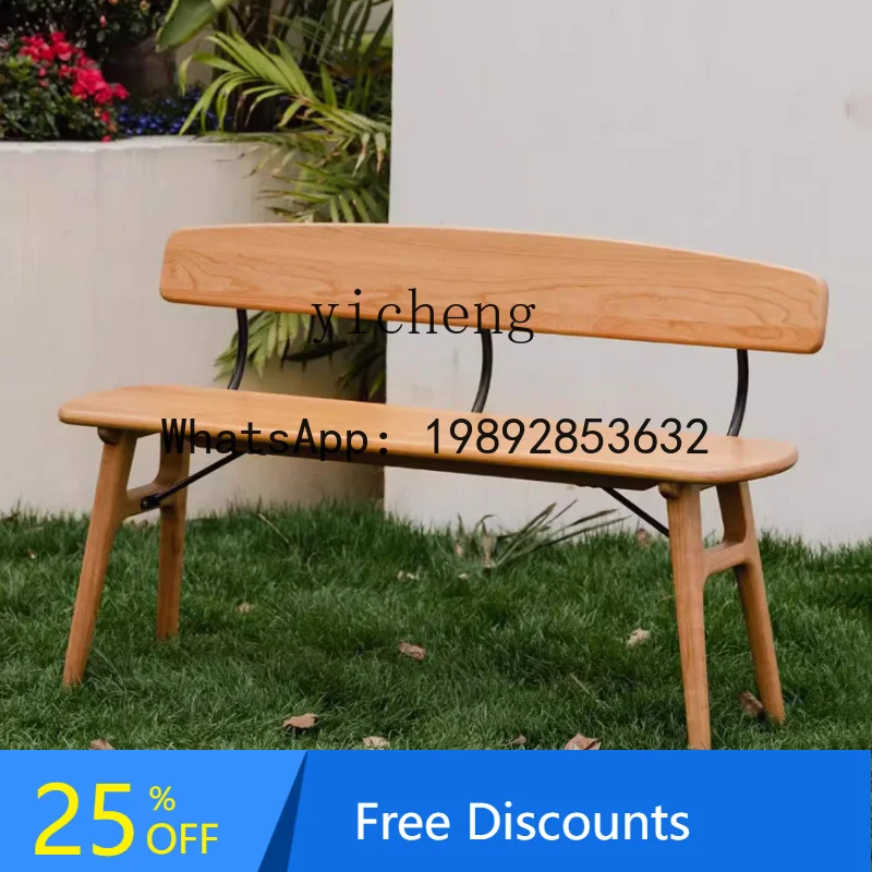 Solid Wood Bench Simple Dining Table Living Room Log Bench Cherry Back Chair