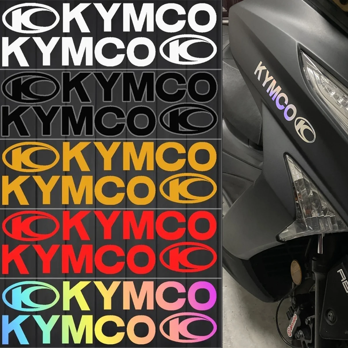 2PCS Scooter Side Label Logo Moto Bike Body Top Box Fender Racing Waterproof Vinyl Stickers Motorcycle Accessories for KYMCO