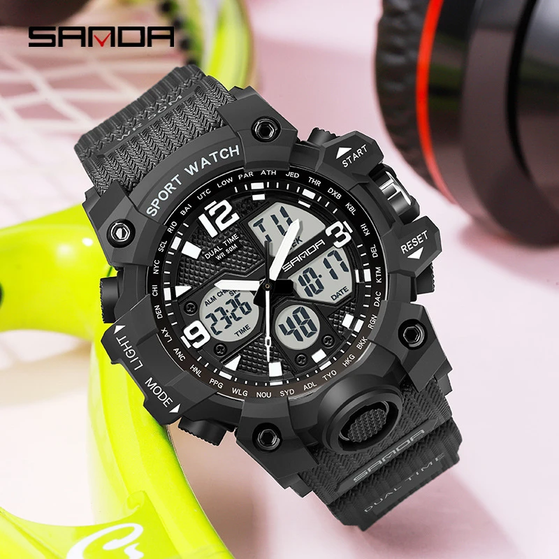 

SANDA 942 New Fashion Multifunction Waterproof Watch Digital Wristwatch Sports Women's Watches Casual Clock Relogio Feminino