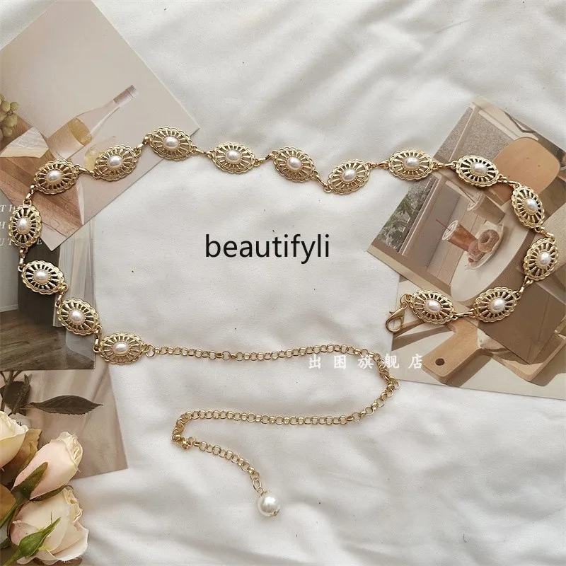 Pearl Metal Waist Chain Women's Decoration with Skirt Versatile Belt Sweater Dress Decoration