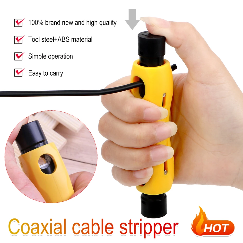 High Quality Coaxial Cable Wire Pen Cutter Stripper Stripping Pliers Tool for RG59 RG11 Electrician Repair Tool Crimping Tool