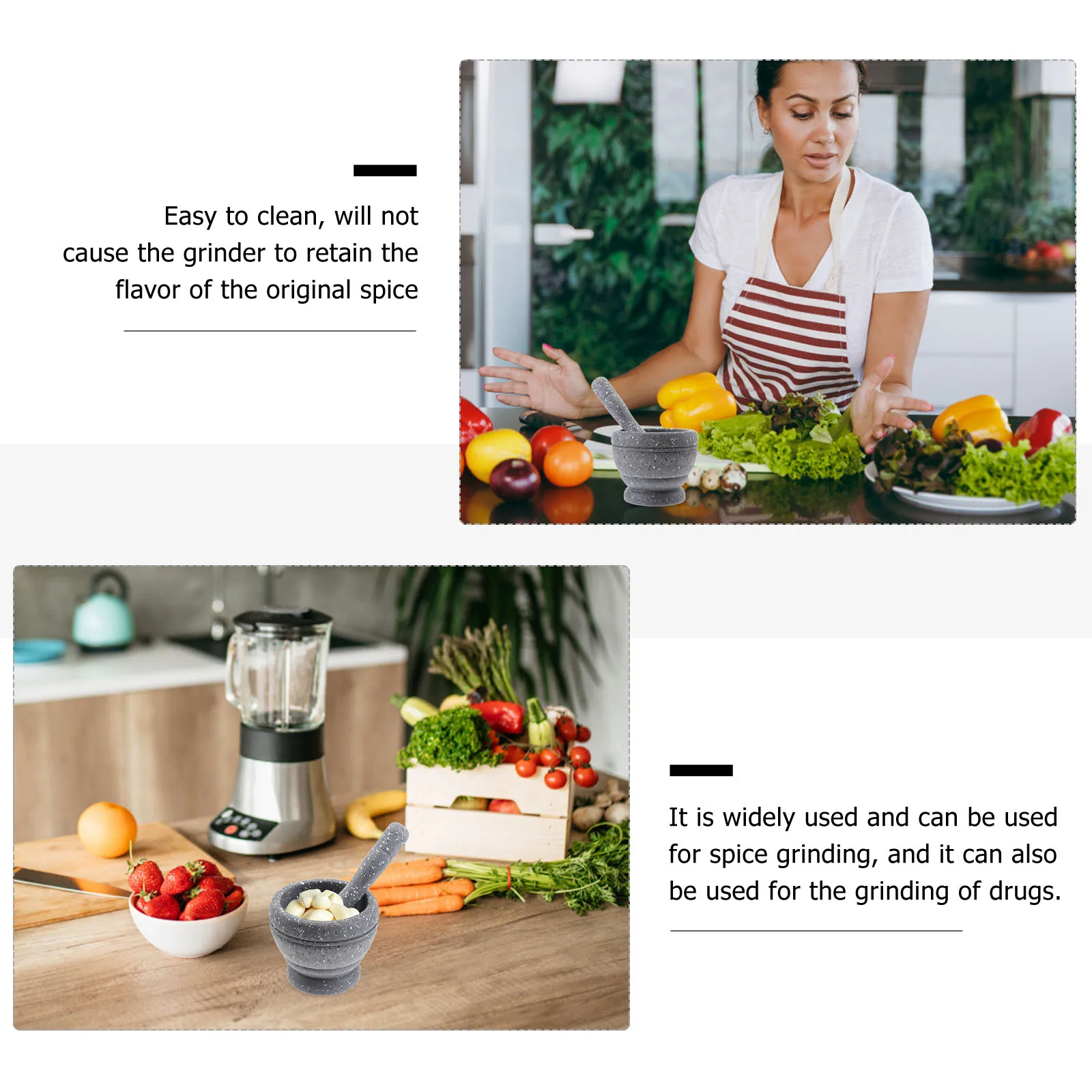 

Garlic Grinder Crush Pot Bowl and Pestle Multipurpose Grinding Household Seasoning Mixer