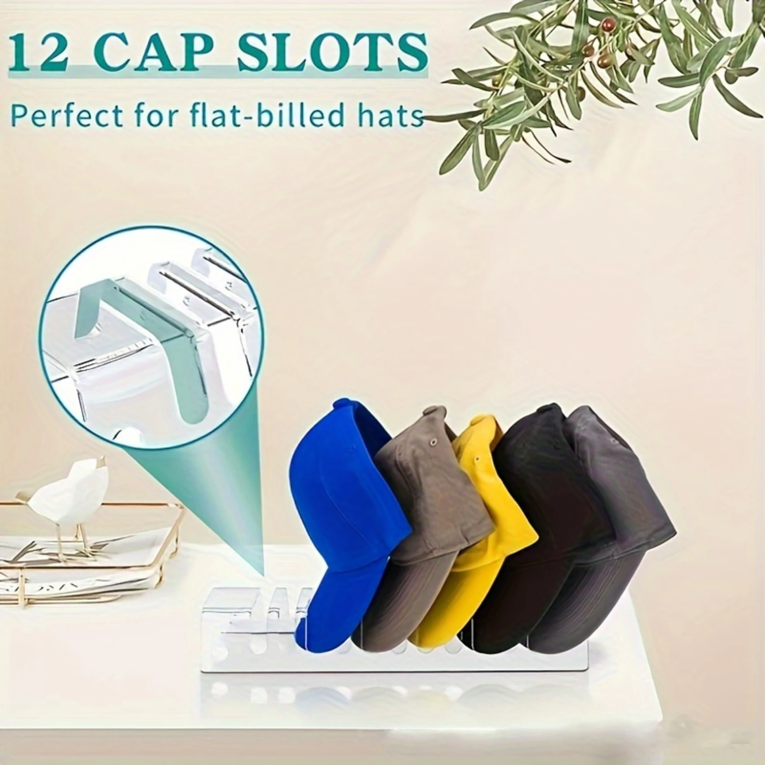 2pcs Acrylic  Holder Rack, Transparent Baseball Hat  Display, Holds 12 Caps, Clear Acrylic Hat Organizer For Closet & Shelf, Ide