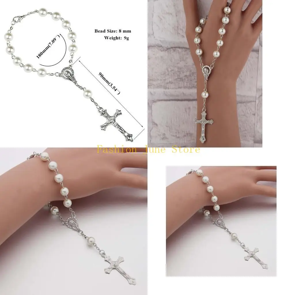 N5KA 2X/Set Auto Car Rear View Rosary Bracelet Pendant Gift Baptism Rosary Party Favo