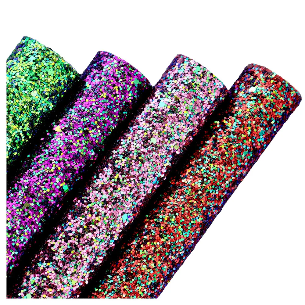 30cmx134cm Roll Mix Colorful Chunky Glitter FabricWith Twill Backing Leather For Bows Earrin Wedding Decoration DIY AY300