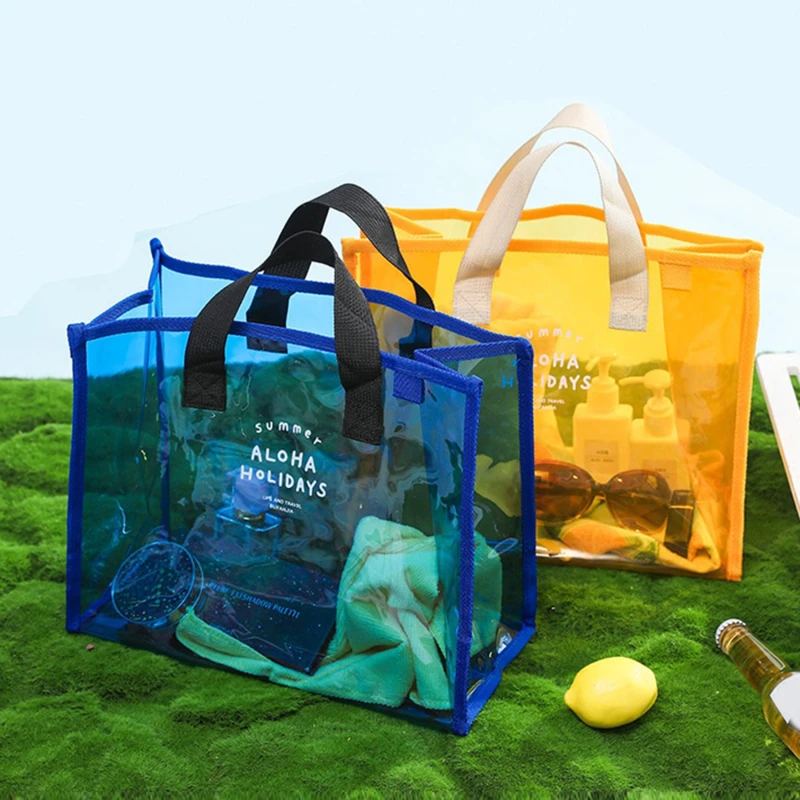 Large Capacity PVC Swimming Bag Beach Bag Outdoor Portable Clothes Shoes Storage Bag Cosmetic Bag Fashion Transparent Handbag