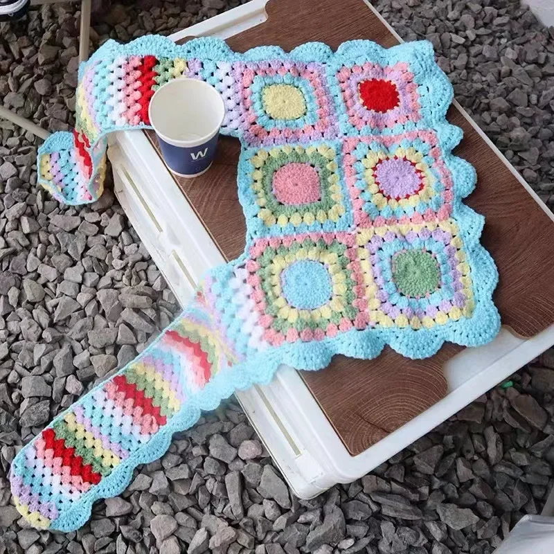 Classic Retro Handmade Crochet Hollowed-out Cape Ethnic Style Patchwork Vest Knitted Shoulder Coat