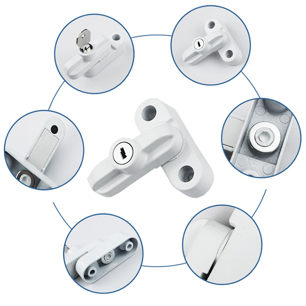 Aluminum Alloy Safety Window Jammer Sash Locking UPVC Door Sash Jammer Security Restrictor Lock With Key For Home Decoration