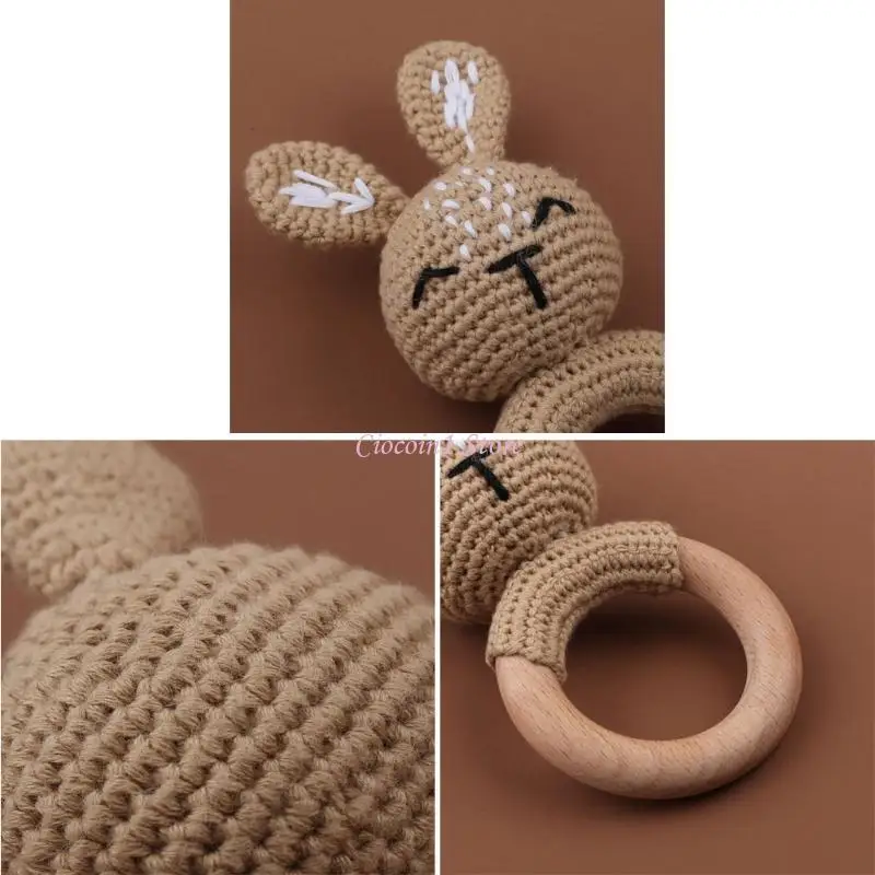 Y1UB crochê brinquedo anel dentição para crianças bercenárias Brinquedos decoração para desenhos animados para bebês