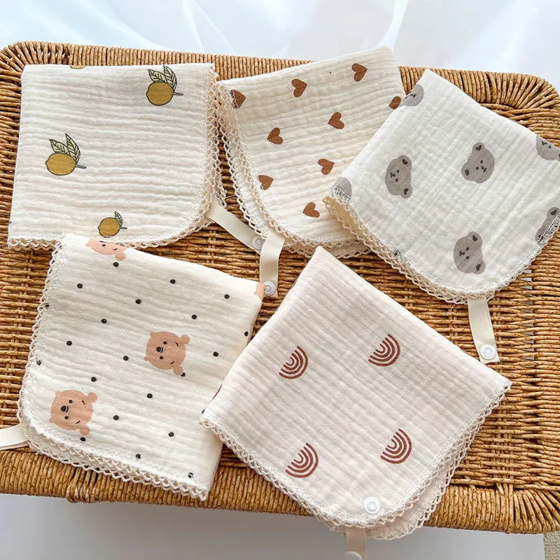 Baby 100%Cotton Handkerchief Square Rainbow Pattern Towel 25x25cm Muslin Cotton Infant Face Towel Wipe Cloth Baby Stuff