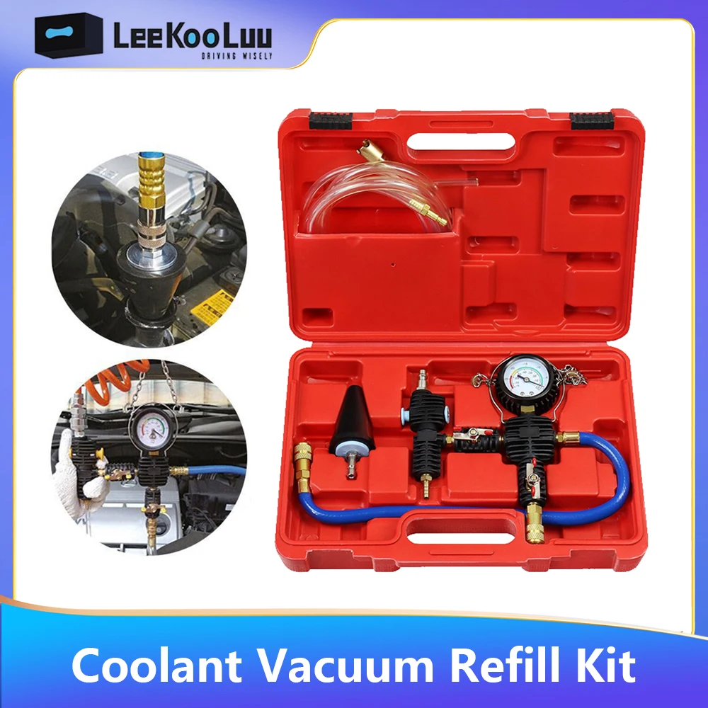 Coolant Vacuum Refill Kit Car Antifreeze Replacement Tool Filler Vacuum Coolant Refill Kit Radiator Coolant Vacuum Gauge Tool