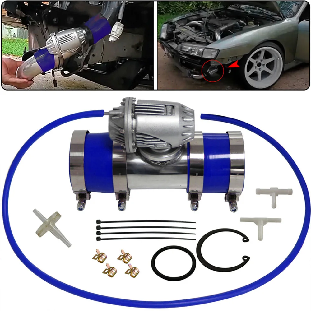 Universal Adjustable 25PSI Turbo Blow Off Valve SQV IV & 63.5/70/76mm Flange Mount Pipe Kit + Silicone hoses Car Accessories