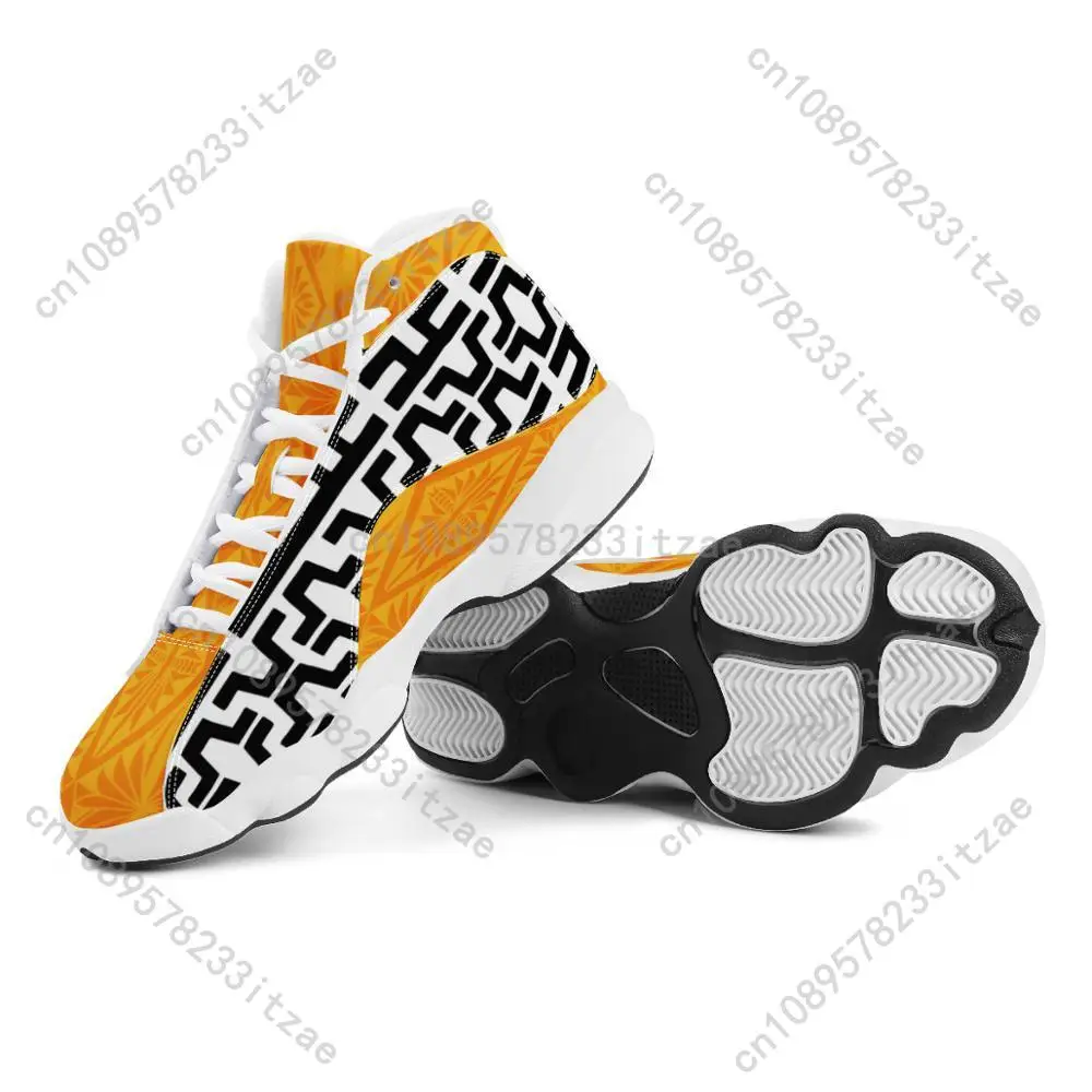 Luxury Design Polynesian Samoa tribe Orange Tonga Style Running Shoes Custom Ball Sports Team Logo Men's Basketball Sports Shoes