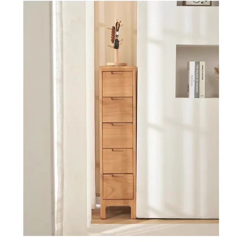 Solid wood ultra-narrow crack storage cabinet, chest cabinet, bedroom mini small cabinet, solid wood living room storage, Nordic
