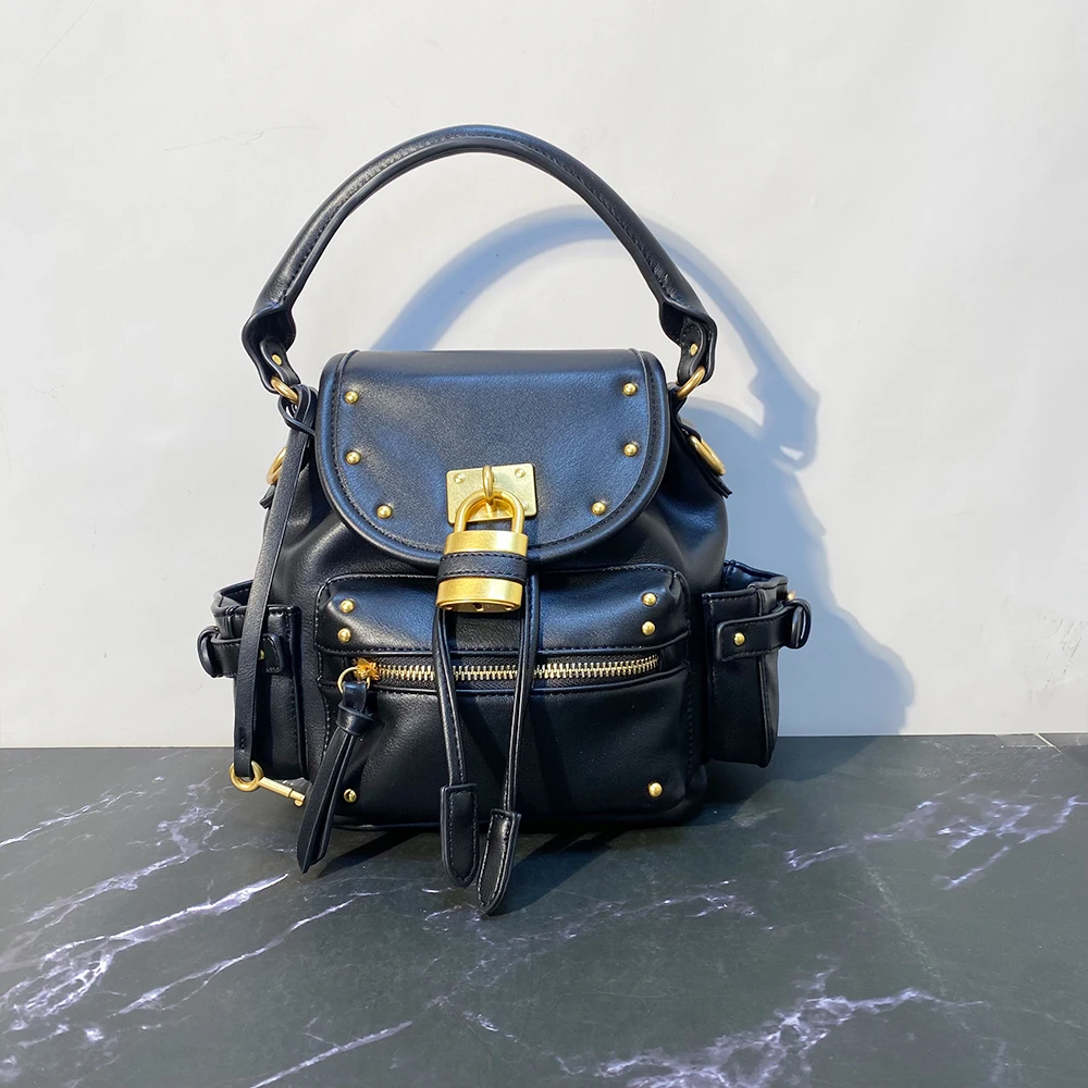 

Сумка-рюкзак на плечо в стиле ретро с заклепками, новая модель 2026 года, премиум-класса, повседневная, для женщин