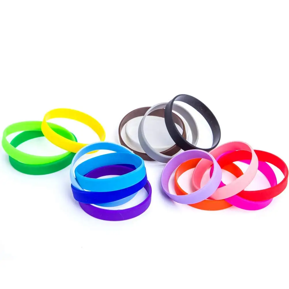 48pcs Rubber Bracelets Bulk Silicone Wristbands for Sports Teams, Party Favors, Events, Cup Markers