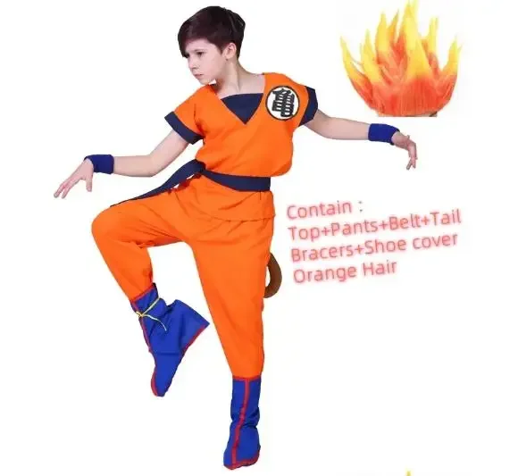 Kids Anime Z Son Goku Costume Cosplay Boy Carnival Party Suit Goku Dress Vest Belt Wrister Halloween Dress Up view 5